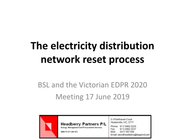 The electricity distribution network reset process