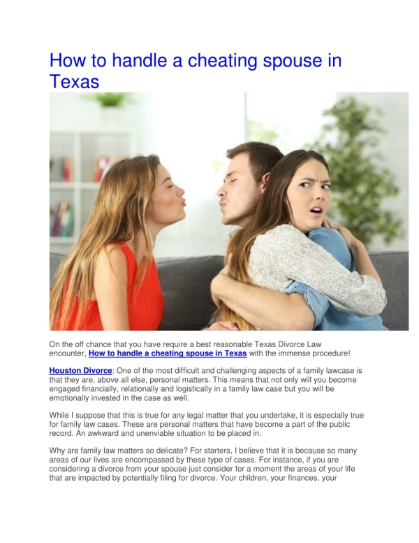How to handle a cheating spouse in Texas
