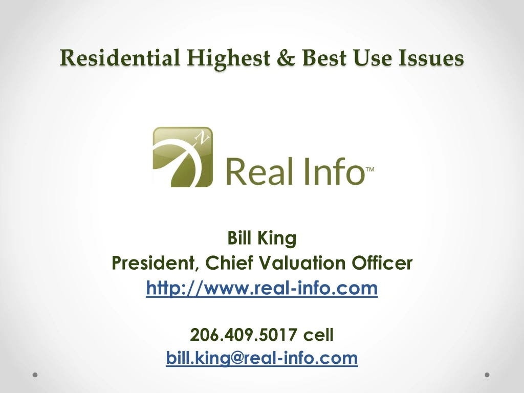 residential highest best use issues