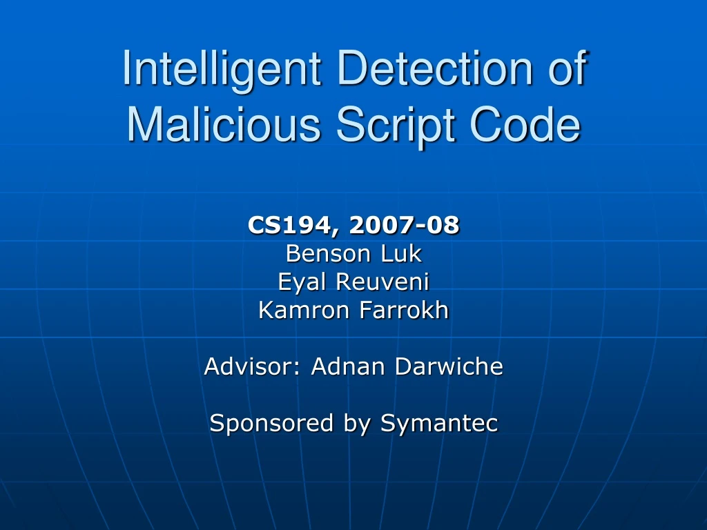 intelligent detection of malicious script code