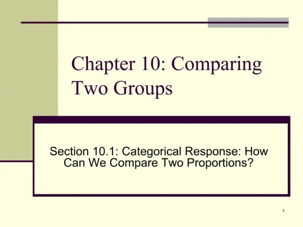 Chapter 10: Comparing Two Groups