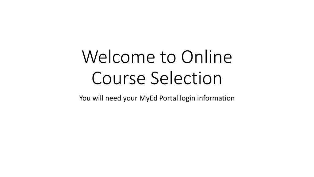 welcome to online course selection