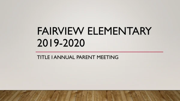 Fairview Elementary 2019-2020