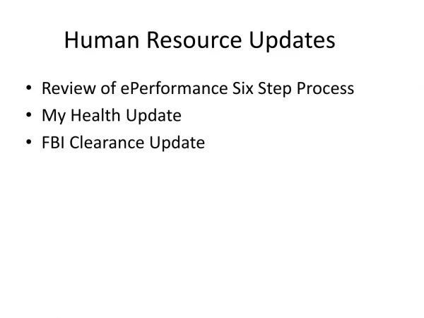 Human Resource Updates