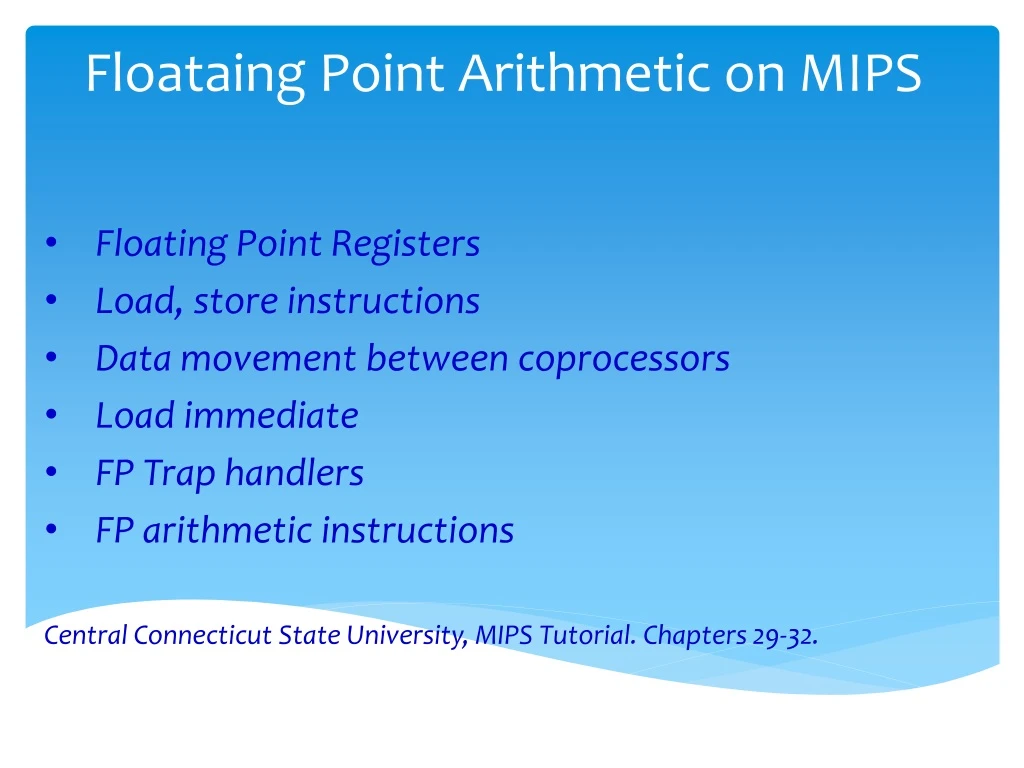 floataing point arithmetic on mips