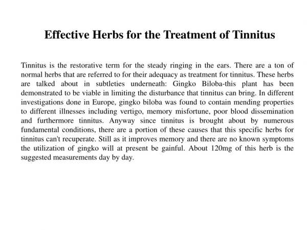 Effective Herbs for the Treatment of Tinnitus