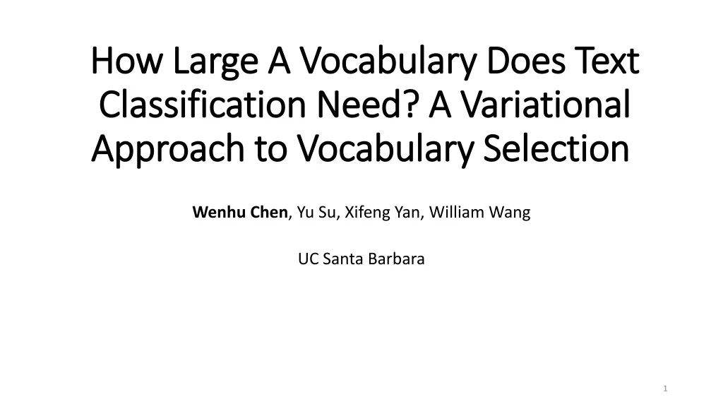 how large a vocabulary does text classification need a variational approach to vocabulary selection