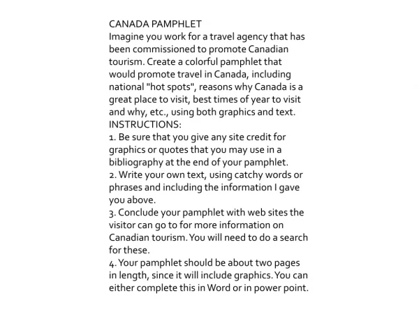 CANADA PAMPHLET