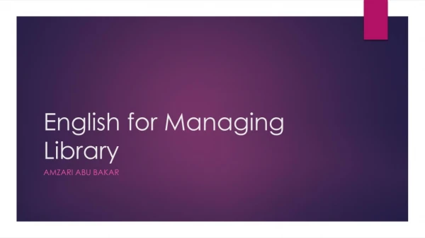 English for Managing Library