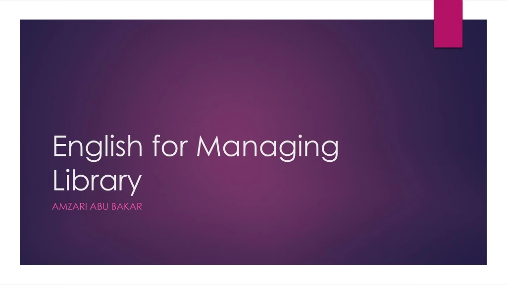 english for managing library