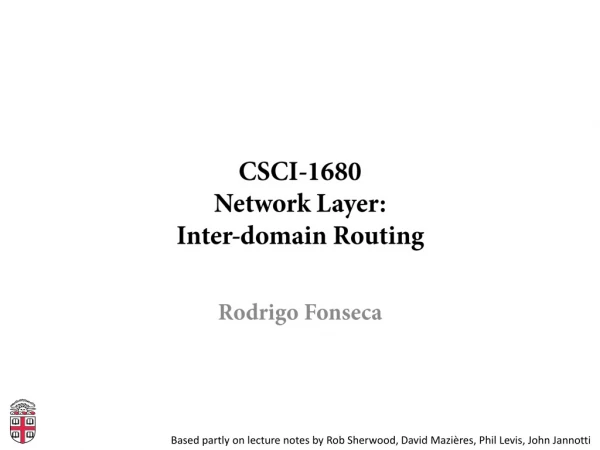 CSCI-1680 Network Layer: Inter-domain Routing