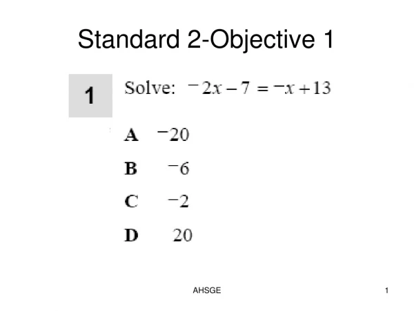 Standard 2-Objective 1