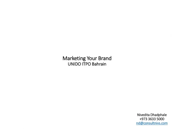 Marketing Your Brand UNIDO ITPO Bahrain