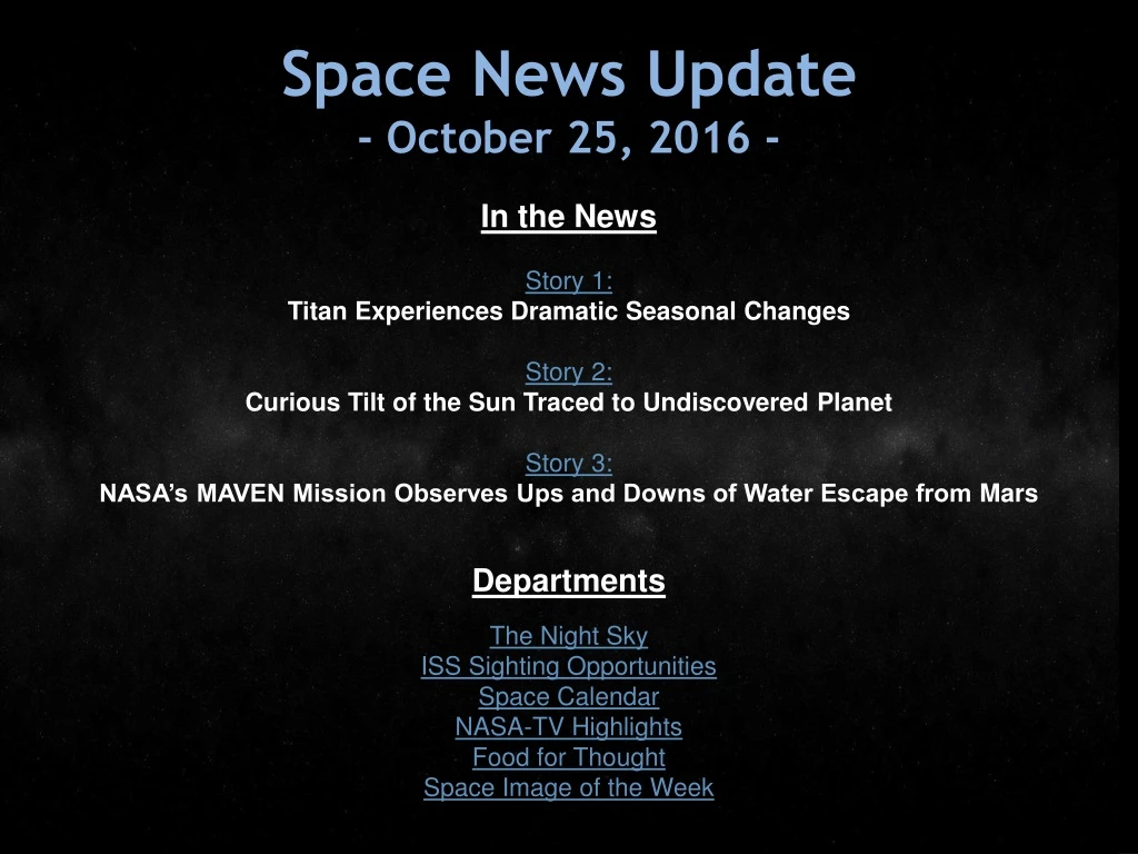 space news update october 25 2016