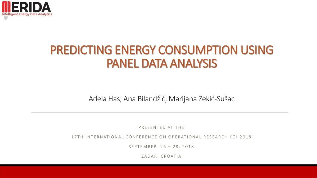 predicting energy consumption using panel data analysis adela has ana biland i marijana zeki su ac
