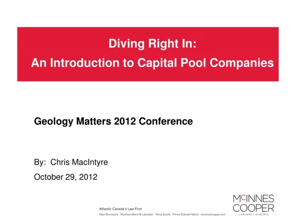 Diving Right In: An Introduction to Capital Pool Companies