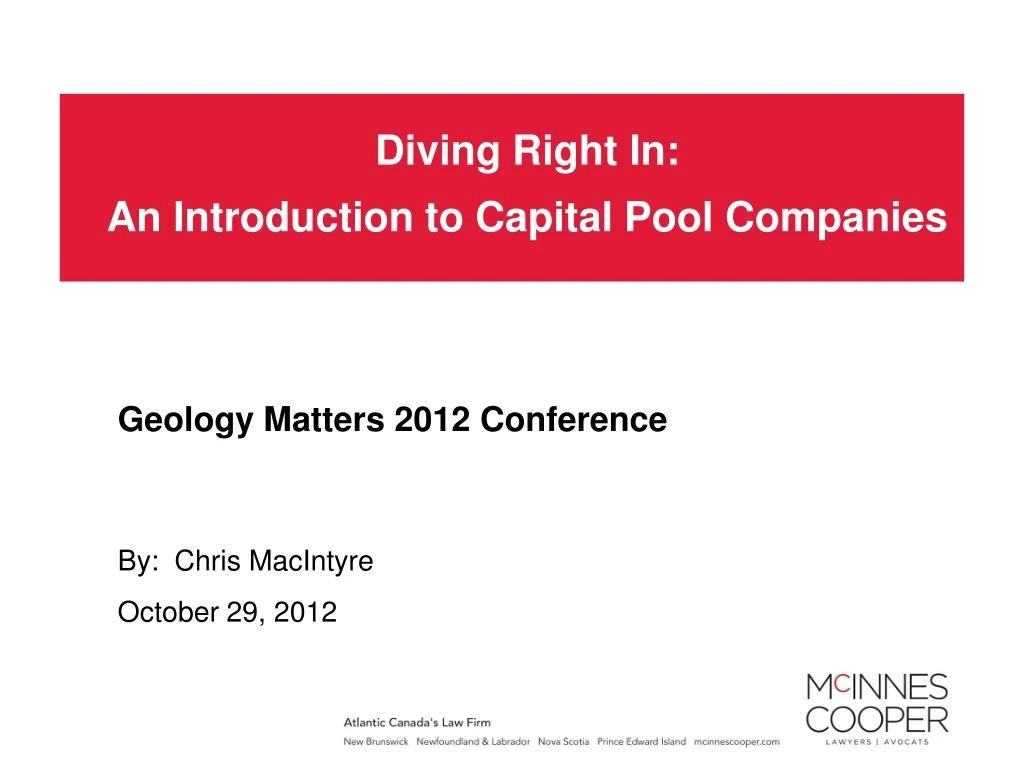 diving right in an introduction to capital pool