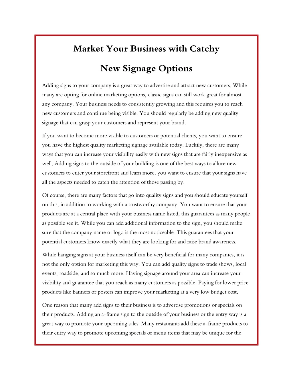 market your business with catchy