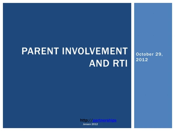 Parent Involvement and RtI