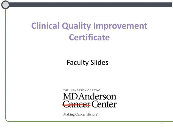 Clinical Quality Improvement Certificate