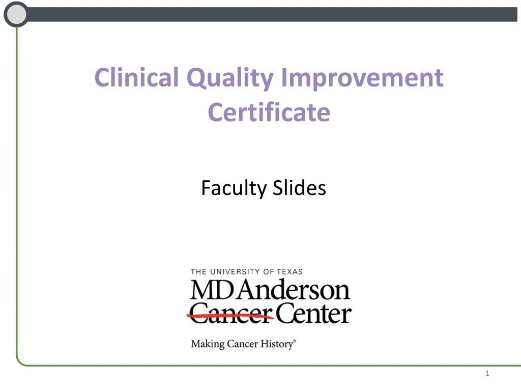 clinical quality improvement certificate