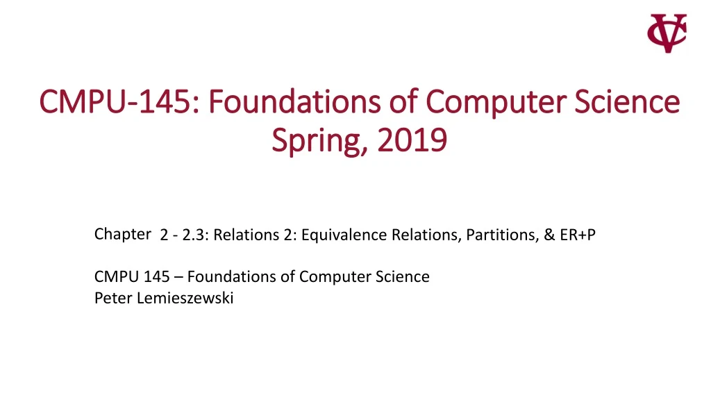 cmpu 145 foundations of computer science spring 2019
