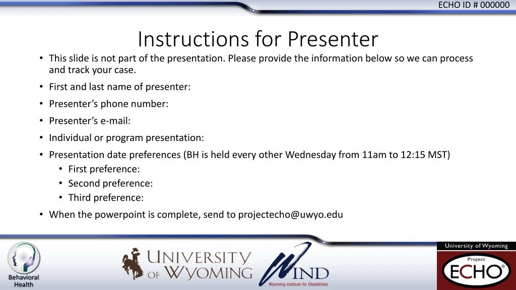 instructions for presenter