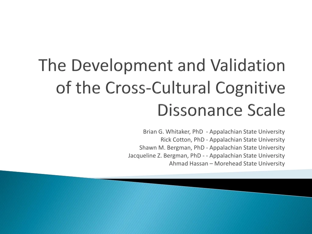 the development and validation of the cross cultural cognitive dissonance scale