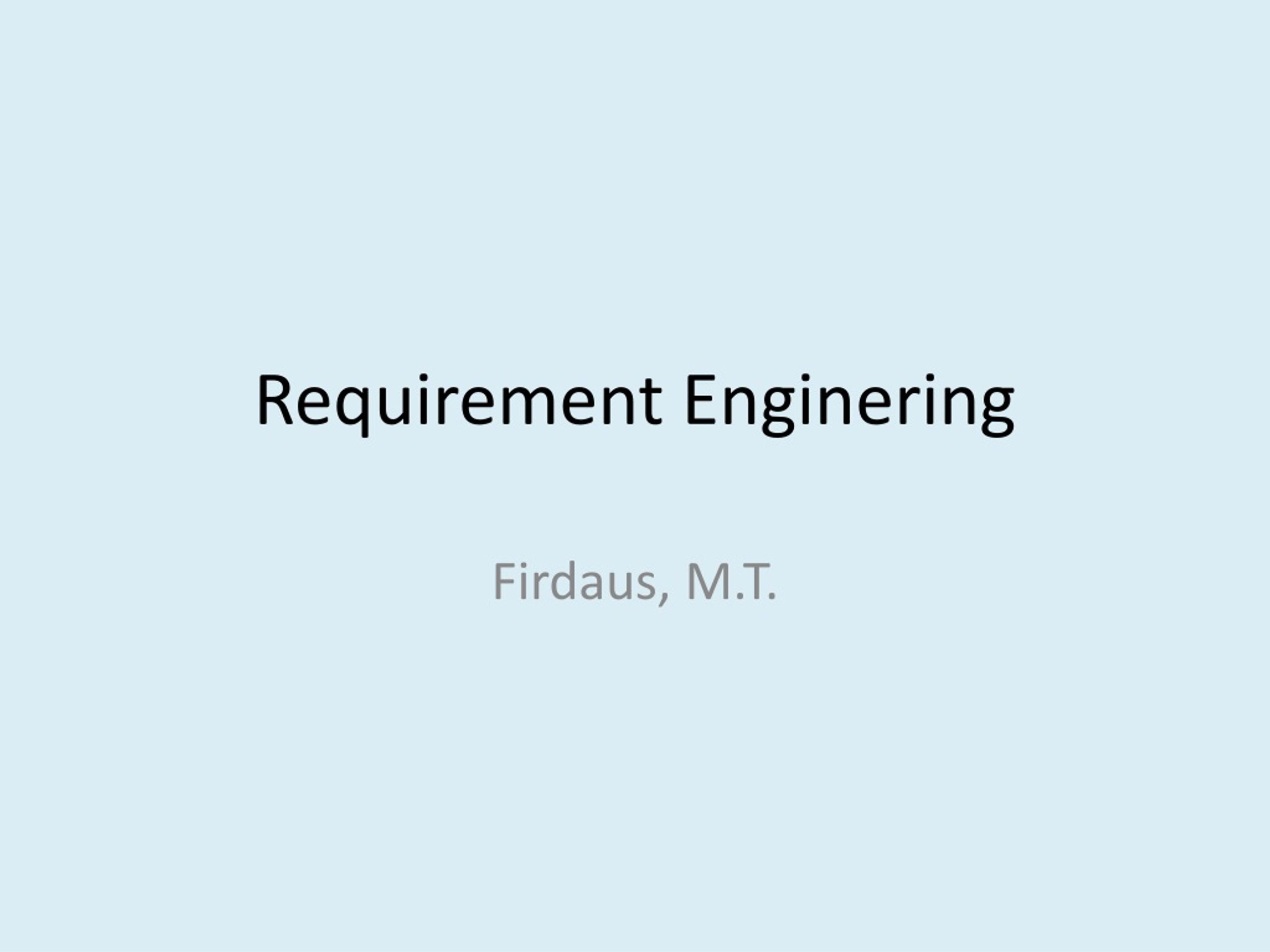 Requirement Enginering - slide 1