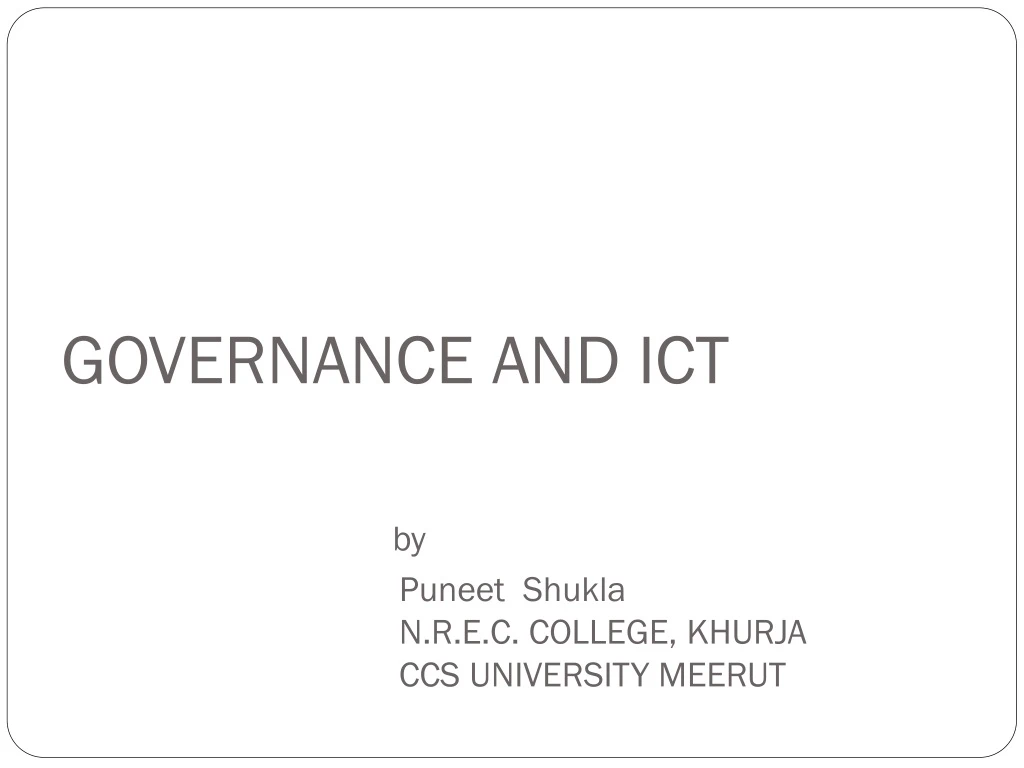 governance and ict by puneet shukla