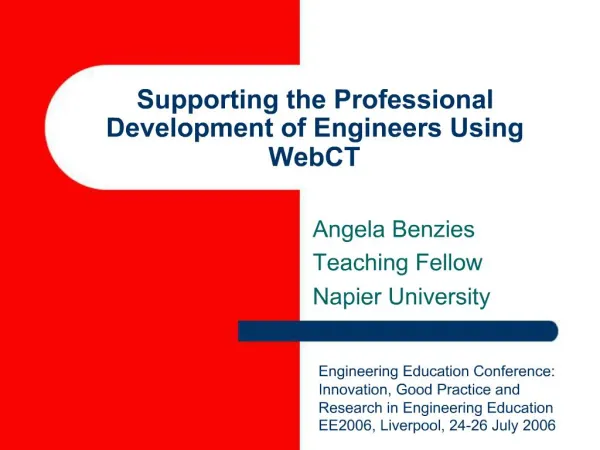 Supporting the Professional Development of Engineers Using WebCT