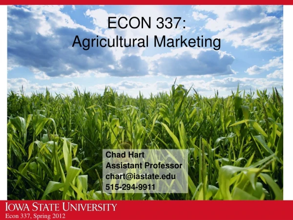 ECON 337: Agricultural Marketing