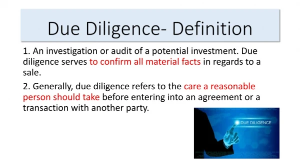 Due Diligence- Definition