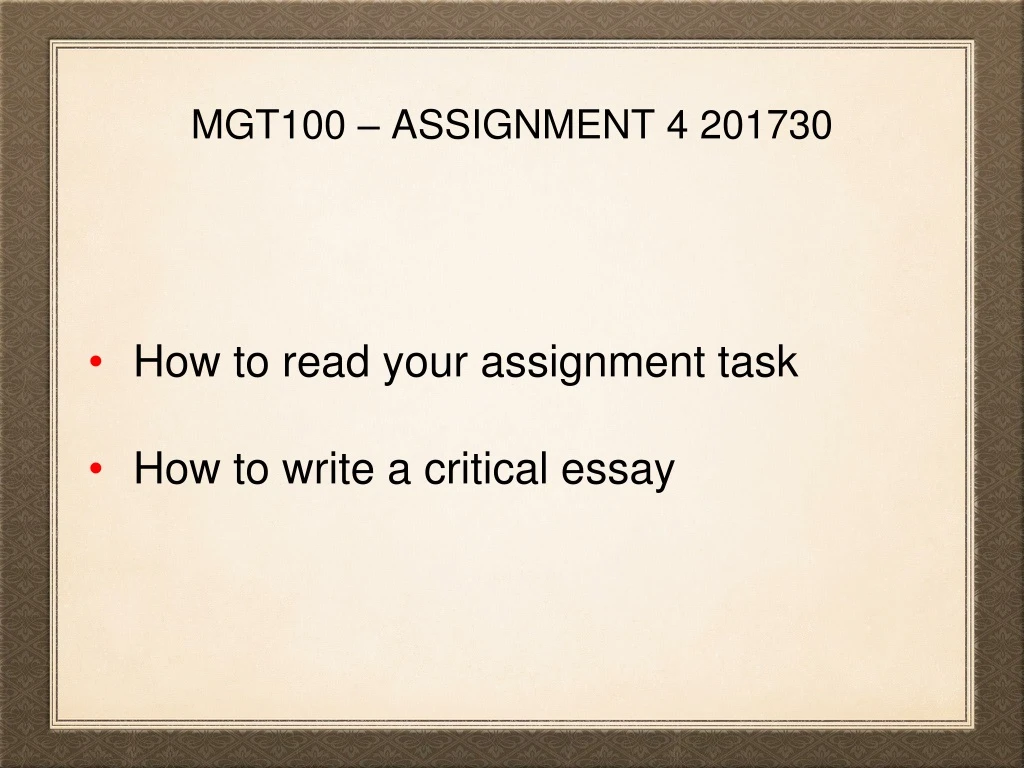 mgt100 assignment 4 201730