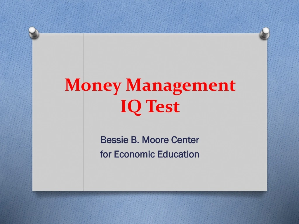 money management iq test