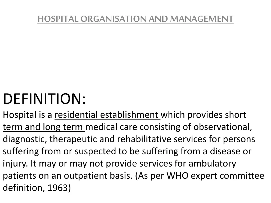 hospital organisation and management