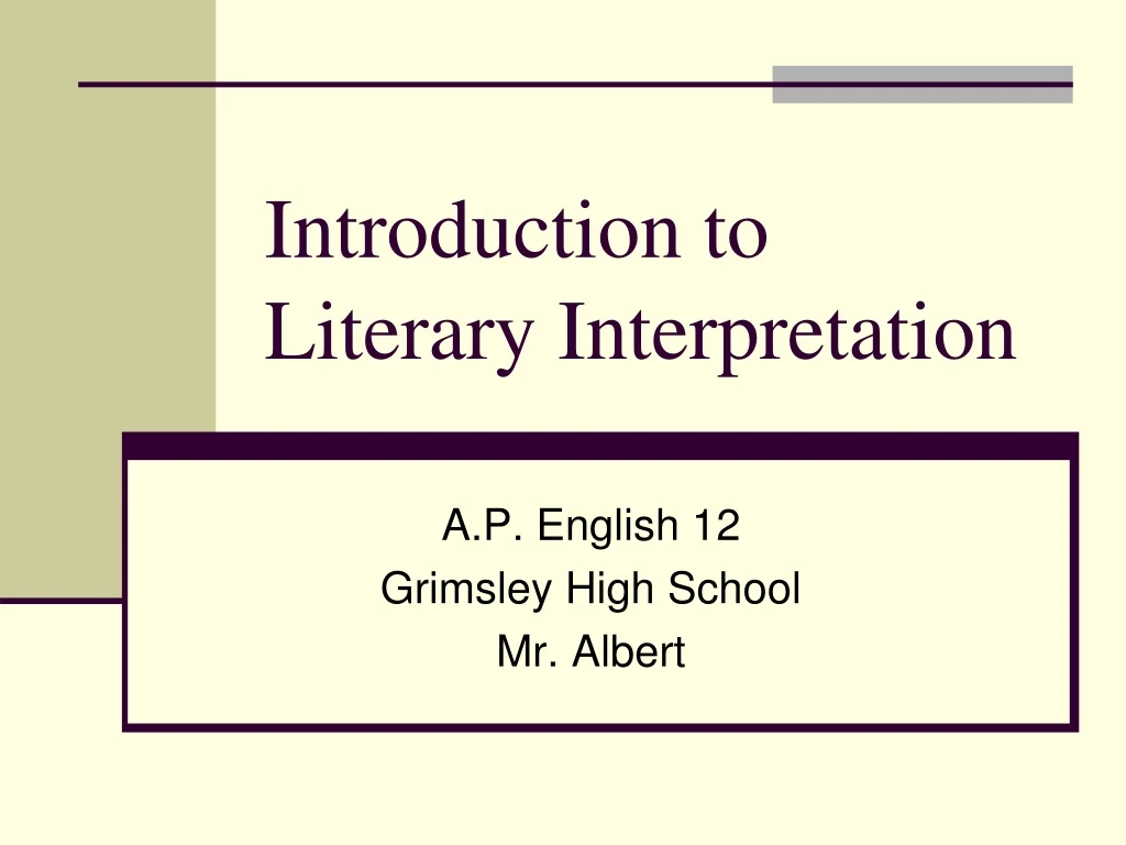 introduction to literary interpretation
