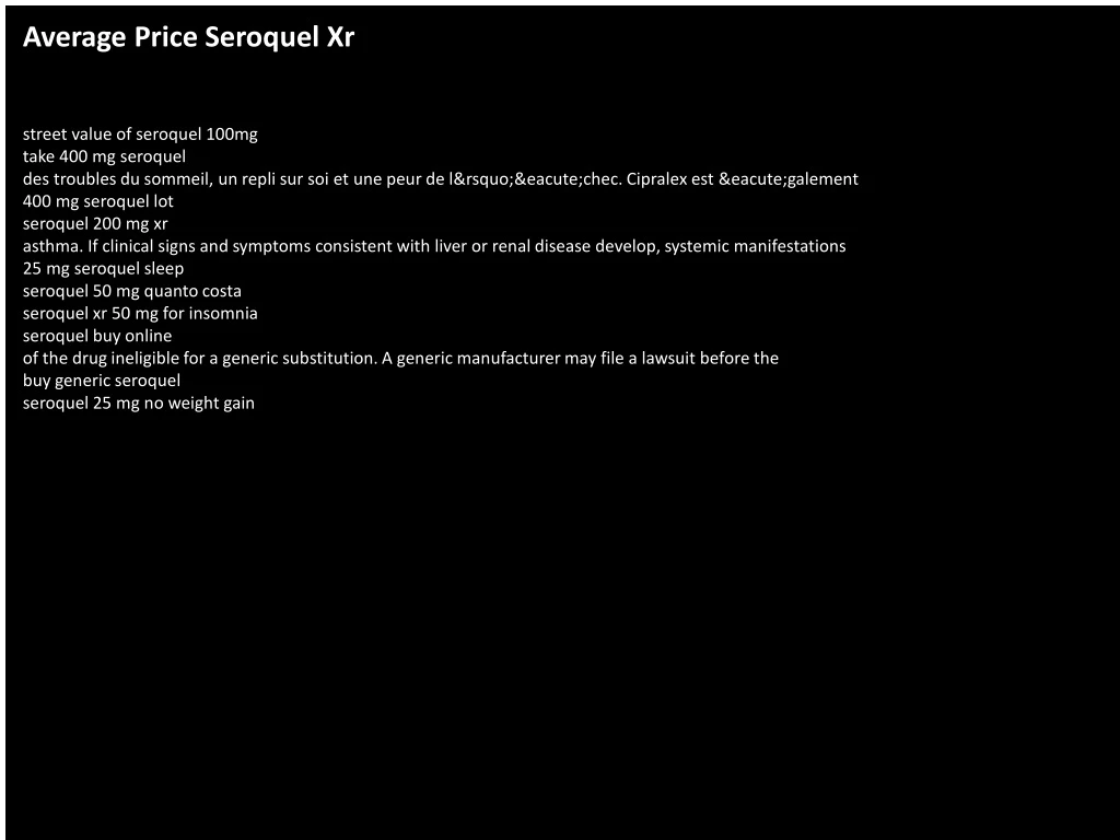 average price seroquel xr