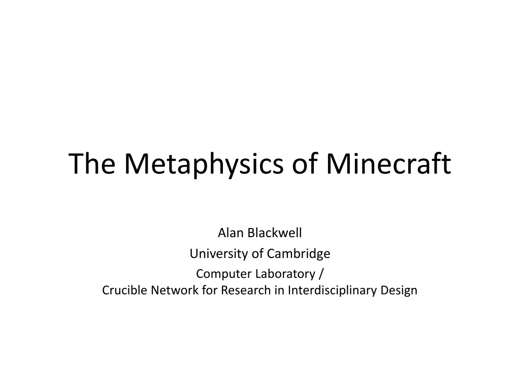 the metaphysics of minecraft