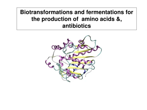 Biotransformations and fermentations for the production of amino acids &amp;, antibiotics