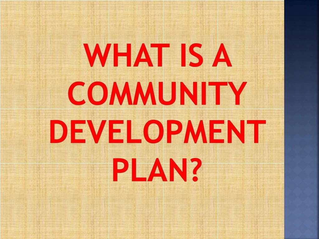 what is a community development plan