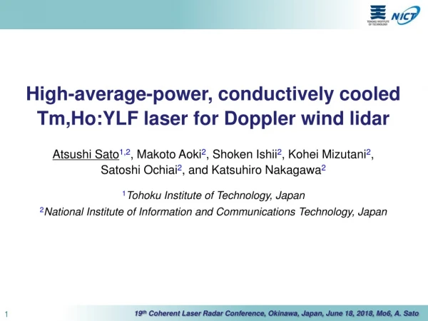 High-average-power, conductively cooled Tm,Ho:YLF laser for Doppler wind lidar