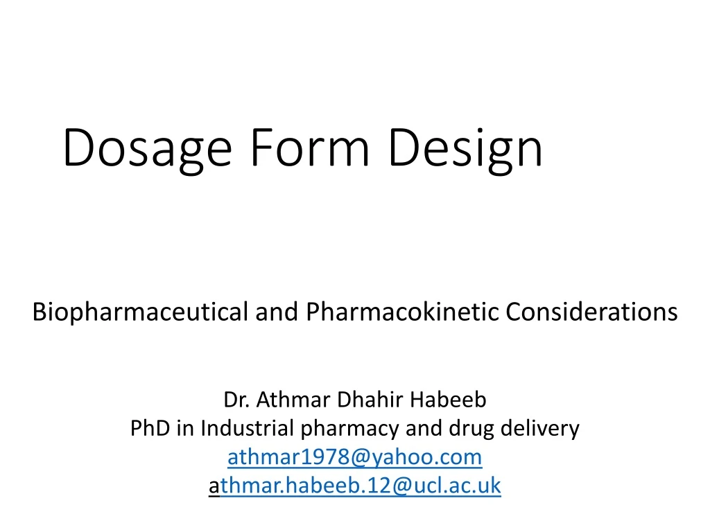 dosage form design