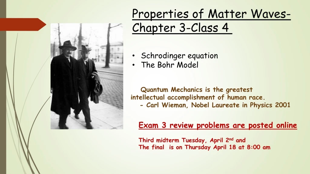 properties of matter waves chapter 3 class 4