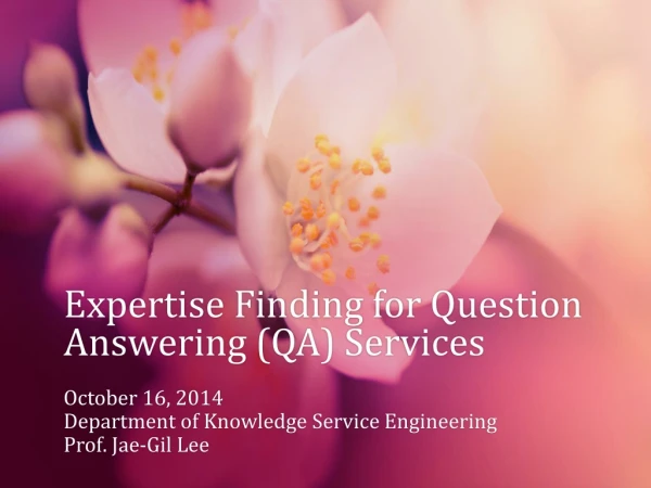 Expertise Finding for Question Answering (QA) Services