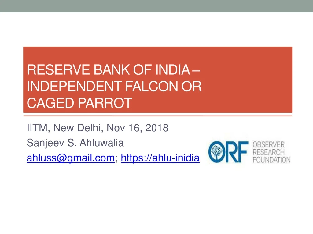reserve bank of india independent falcon or caged parrot