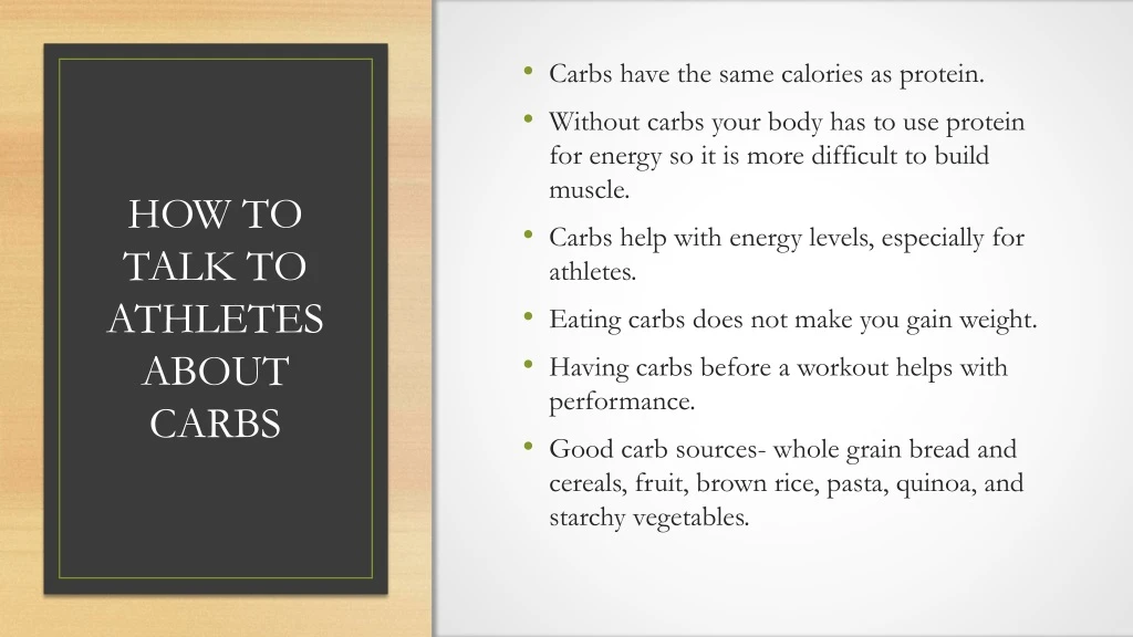 how to talk to athletes about carbs