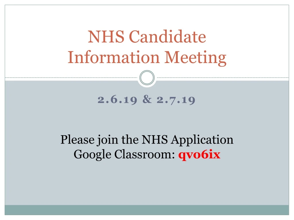 nhs candidate information meeting