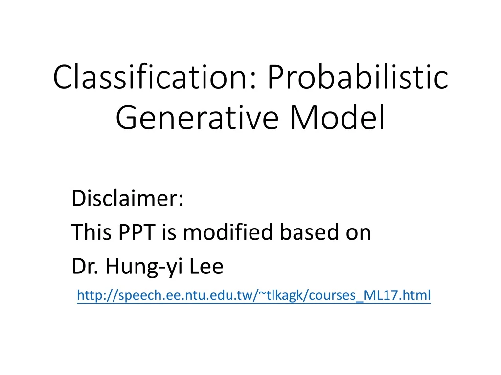 classification probabilistic generative model