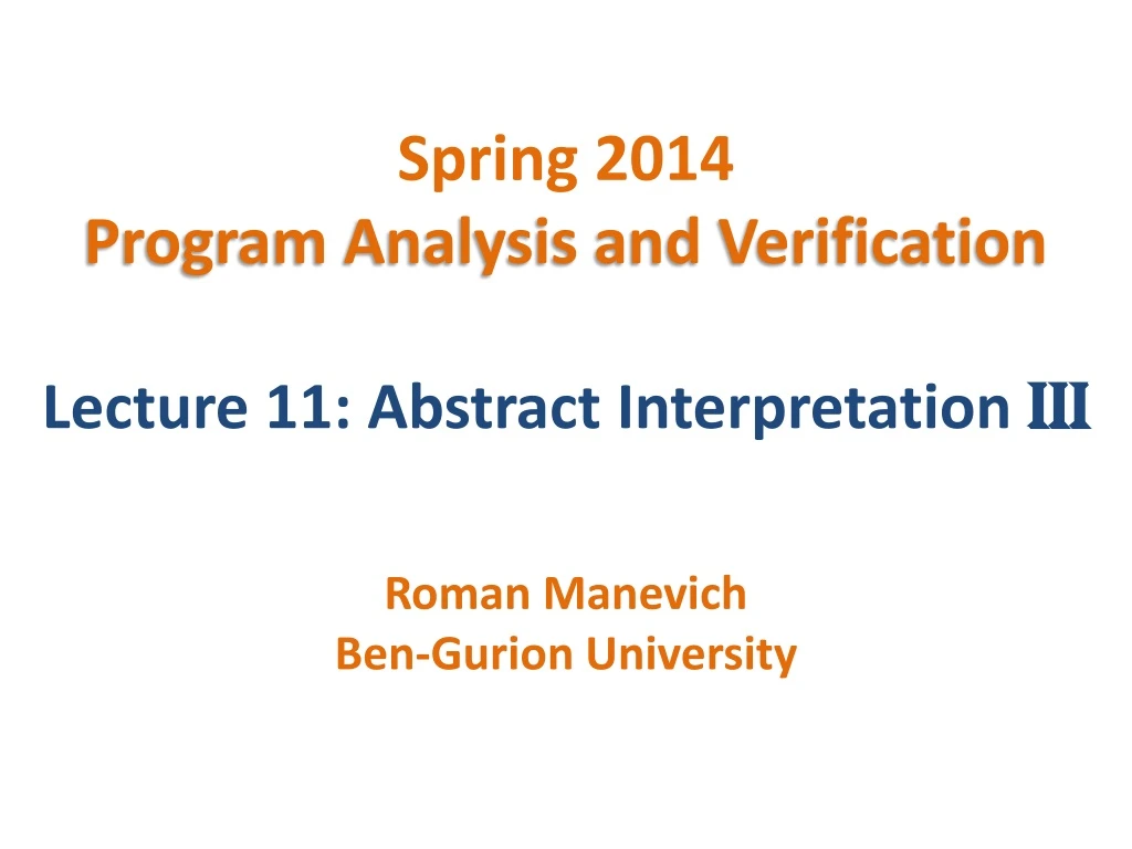 spring 2014 program analysis and verification